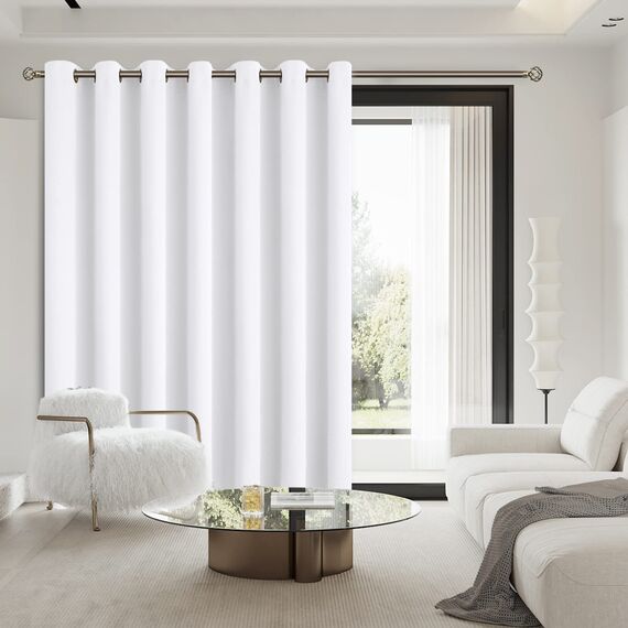 BGment Modischer Schiebetürvorhang 254,4 x 274,4 cm, breit, Thermo-Verdunkelungsvorhänge, Raumteiler, Fenstervorhang, 1 Panel, reinweiß, 274 cm Länge x Breite 250 cm