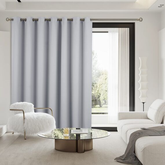 BGment Modischer Schiebetürvorhang 305,8 x 244,8 cm, breit, Thermo-Verdunkelungsvorhänge, Raumteiler, Fenstervorhang, 1 Paneel, Hellgrau, 244 cm Länge x Breite 308 cm