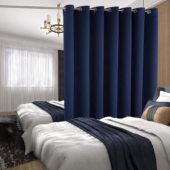 BGment Sichtschutz Raumteiler Vorhang für Schlafzimmer, breiter zum Schieben von Glastür, Ösen, wärmeisoliert, Verdunklungsvorhang Wohnzimmer, 1 Paneel 2,5 m breit x 2,1 hoch, Marineblau