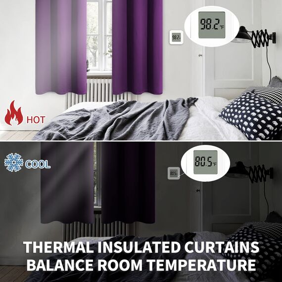 BGment Verdunkelungsvorhänge - Ösen Thermoisolierte Raumverdunkelung Schlafzimmer und Wohnzimmer Vorhänge Set mit 2 Paneelen (132 x 274 cm, Lila)
