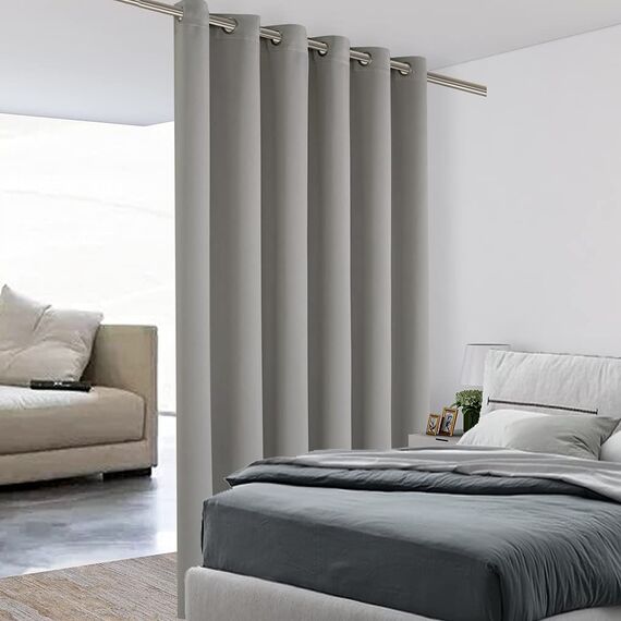 Bonzer Raumteiler-Vorhang für Privatsphäre, breite Ösen, Raumverdunkelungsvorhänge für Terrasse, Glasschiebetür, 228 x 178 cm (L x B), 1 Panel, Silber