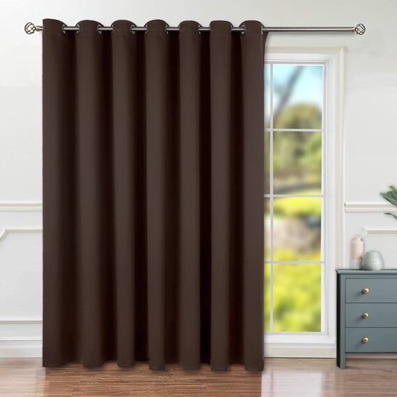 BGment Brauner Schiebetürvorhang, 305 cm lang, breiter Raumteiler-Vorhang für Schlafzimmer, Privatsphäre, isoliert, Ösen, Raumtrenner, Vorhang, 1 Panel, 254 x 305 cm