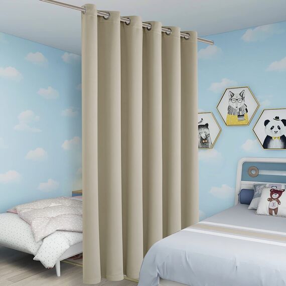 Bonzer Raumteiler, Verdunkelungsvorhang, breite Raumverdunkelung, Absolute Privatsphäre, geräuschreduzierend, für Schlafzimmer, 228 x 178 cm (L x B), 1 Panel, Creme