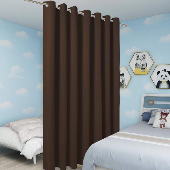 BONZER Raumteiler-Vorhang, Raumteiler, Sichtschutzwand, Ösen, breite Verdunkelungsvorhänge für Wohnzimmer, 213 x 274 cm (L x B) 1 Paneel, Schokolade