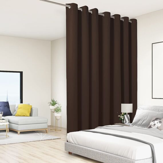 BONZER Extra breiter Raumteiler-Vorhang, Trennvorhang, Privatsphäre, geräuschreduzierend, Verdunkelungsvorhänge für Wohnzimmer, 244 x 380 cm (L x B), 1 Panel, Schokolade