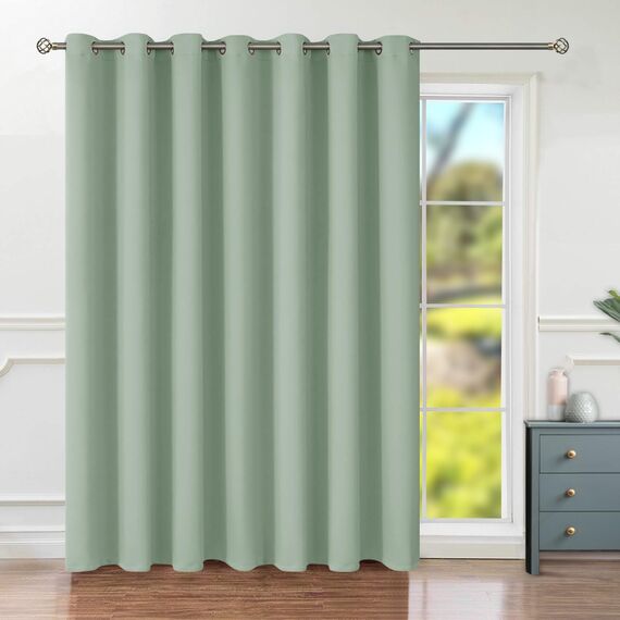 BGment Frosty Green Schiebetürvorhang 305 cm lang, breiter Raumverdunkelungsvorhang für Schlafzimmer, Privatsphäre, isoliert, Ösen, Raumtrenner, Vorhang, Federdekoration, 1 Panel, 254 x 305 cm