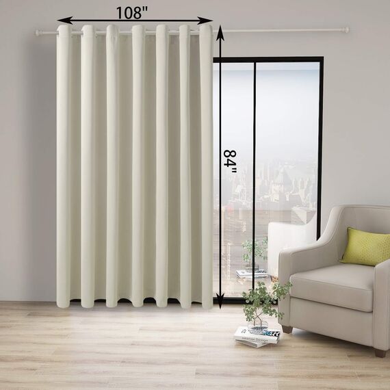 Bonzer Raumteiler, Verdunkelungsvorhang, breite Raumverdunkelung, Absolute Privatsphäre, Wand, geräuschreduzierend, für Schlafzimmer, 213 x 274 cm (L x B) 1 Panel, cremefarben