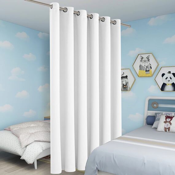Bonzer Raumteiler-Vorhang, Sichtschutztrennwände, breite Verdunkelungsvorhänge für Gemeinschaftszimmer, 228 x 178 cm (L x B), 1 Panel, grauweiß