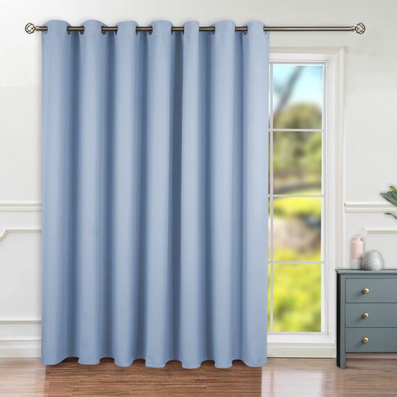 BGment Blauer Schiebetürvorhang, 305 cm lang, breiter Raumteiler-Vorhang für Schlafzimmer, Privatsphäre, isolierter Ösenvorhang, Raumtrenner-Vorhang, 1 Panel, 254 x 305 cm