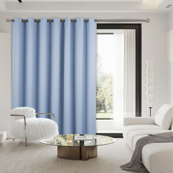 BGment Blauer Schiebetürvorhang, 305 cm lang, breiter Raumteiler-Vorhang für Schlafzimmer, Privatsphäre, isolierter Ösenvorhang, Raumtrenner-Vorhang, 1 Panel, 254 x 305 cm