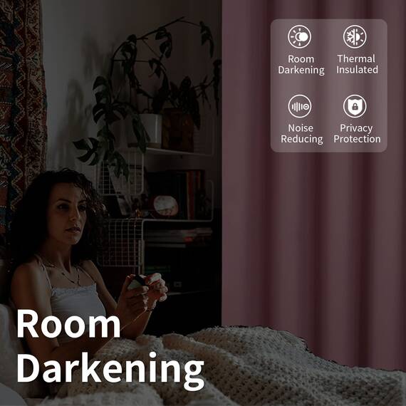 BGment Raumverdunkelungsvorhang für Schiebetür, breiter Verdunkelungsvorhang für Wohnzimmer, 244 cm Länge, Wärmedämmung, Privatsphäre, schalldicht, Fenstervorhang für Schlafzimmer, Rosa, 1 Panel, 305