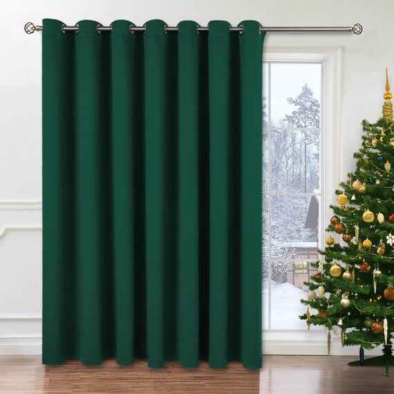 BGment Schiebetürvorhang, Weihnachtsgrün, 305 cm lang, breiter Raumteiler-Vorhang für Schlafzimmer, Privatsphäre, isoliert, Ösen, Raumtrenner-Vorhang, 1 Panel, 254 x 305 cm