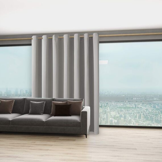 BONZER Raumteiler-Vorhang für Privatsphäre, extra breite Ösen, Raumverdunkelungsvorhänge für Terrasse, Glasschiebetür, 274 x 274 cm (L x B), 1 Panel, Silber