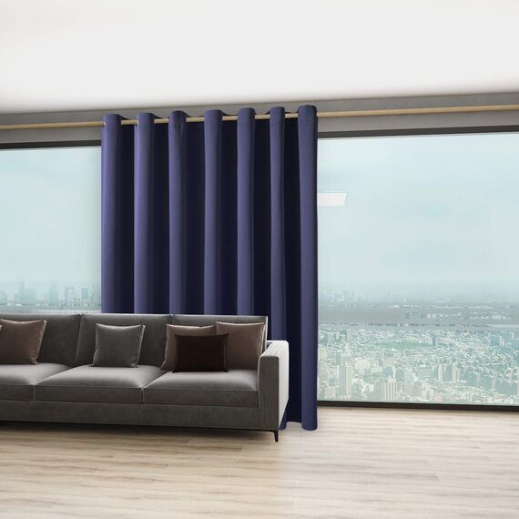 Bonzer Raumteiler-Vorhang, Blickdicht, wärmeisoliert, Verdunkelungsvorhänge für Schiebefenster, 228 x 274 cm (L x B), 1 Panel, Marineblau