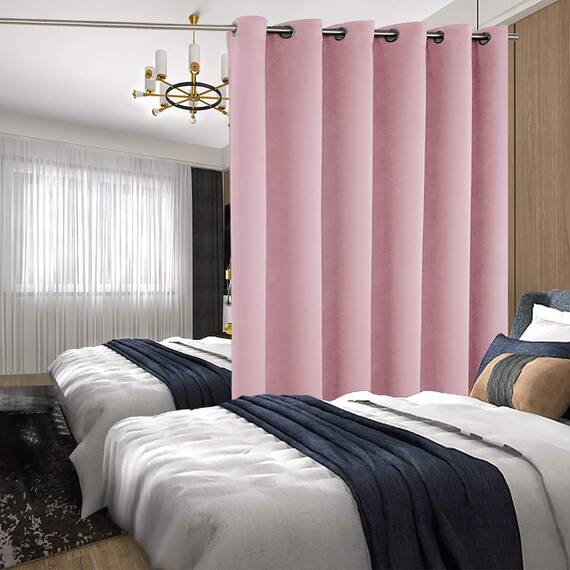 BGment Raumverdunkelungsvorhang für Schiebetür, breiter Verdunkelungsvorhang für Wohnzimmer, 244 cm Länge, Wärmedämmung, Privatsphäre, schalldicht, Fenstervorhang für Schlafzimmer, Rosa, 1 Panel, 305