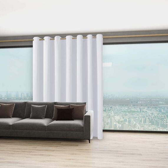 BONZER Extra breiter Raumteiler-Vorhang, Trennvorhang, Privatsphäre, Verdunkelungsvorhang für Gemeinschaftszimmer, 244 x 305 cm (L x B), 1 Panel, Grauweiß