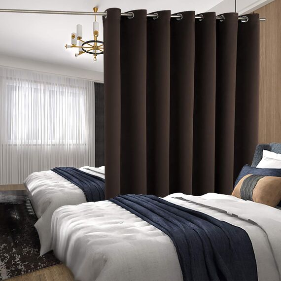 BGment Brauner Schiebetürvorhang, 305 cm lang, breiter Raumteiler-Vorhang für Schlafzimmer, Privatsphäre, isoliert, Ösen, Raumtrenner, Vorhang, 1 Panel, 254 x 305 cm
