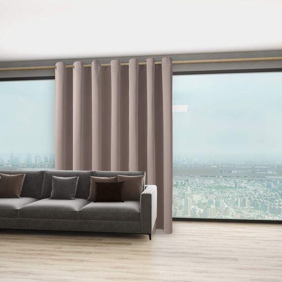 BONZER Raumteiler-Vorhang für Privatsphäre, geräuschreduzierend, extra breit, Verdunkelungsvorhänge für Terrasse, Glasschiebetür, 244 x 380 cm (L x B), 1 Panel, Khaki