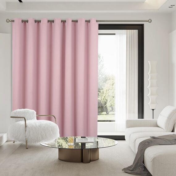 BGment Raumteiler-Vorhang, 305 cm lang, breiter Raumverdunkelungsvorhang für Kinderzimmer, Privatsphäre, isoliert, Ösen, Raumtrenner, Vorhang, 1 Panel, 254 x 305 cm, Rosa
