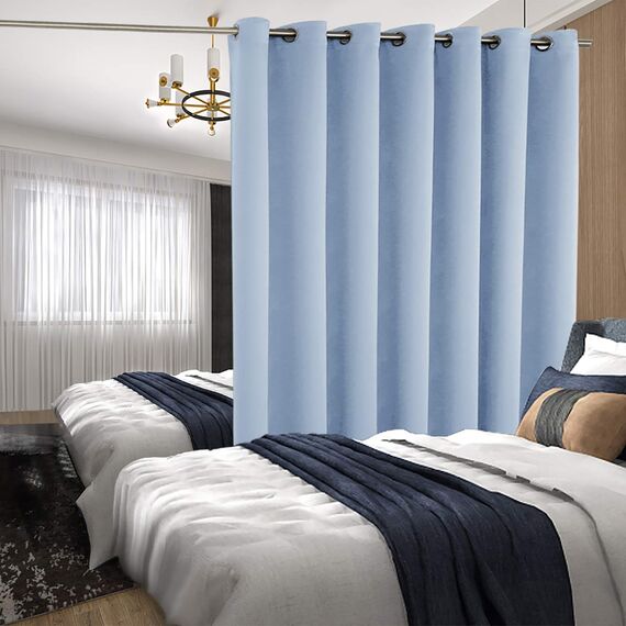 BGment Blauer Schiebetürvorhang, 305 cm lang, breiter Raumteiler-Vorhang für Schlafzimmer, Privatsphäre, isolierter Ösenvorhang, Raumtrenner-Vorhang, 1 Panel, 254 x 305 cm