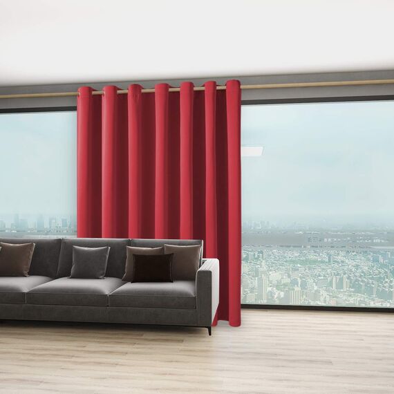 BONZER Extra breiter Raumteiler-Vorhang, blickdicht, blickdicht, Ösenvorhänge für Wohnung, Studio, 274 x 305 cm (L x B), 1 Panel, Rot