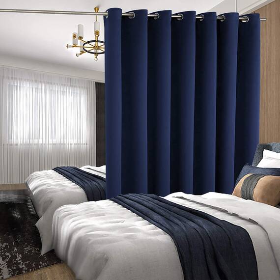 BGment Fashion Schiebetürvorhang, Breite Thermo-Verdunkelungsvorhänge, Raumverdunkelung, Raumteiler, Fenstervorhang, 1 Panel, marineblau, 254 x 305 cm