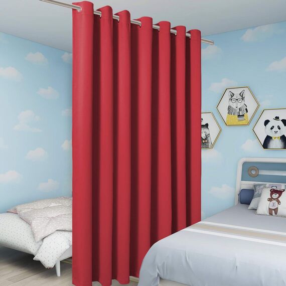 Bonzer Extra breiter Raumteiler-Verdunkelungsvorhang, Absolute Privatsphäre, Raumverdunkelung, Ösenvorhänge für Wohnung, Studio, 244 x 380 cm (L x B), 1 Panel, Rot