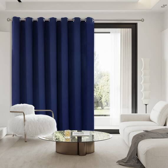 BGment Fashion Schiebetürvorhang, Breite Thermo-Verdunkelungsvorhänge, Raumverdunkelung, Raumteiler, Fenstervorhang, 1 Panel, marineblau, 254 x 305 cm
