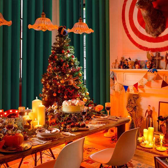 BGment Schiebetürvorhang, Weihnachtsgrün, 305 cm lang, breiter Raumteiler-Vorhang für Schlafzimmer, Privatsphäre, isoliert, Ösen, Raumtrenner-Vorhang, 1 Panel, 254 x 305 cm