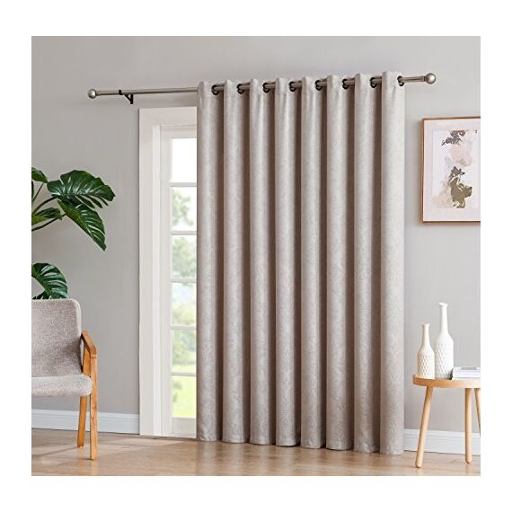 LinenZone Damast-Vorhang, extra breit, als Terrasse, Raumteiler oder Hintertürvorhänge, Beige (Evelyn 102 x 96 cm, Elfenbein)