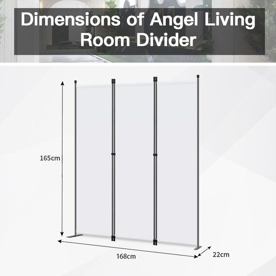 Angel Living Paravent 3tlg Sichtschutz,Gartensichtschutz,Faltbildschirm Raumteiler Sichtschutz aus Stahl und Polyester (Weiß)