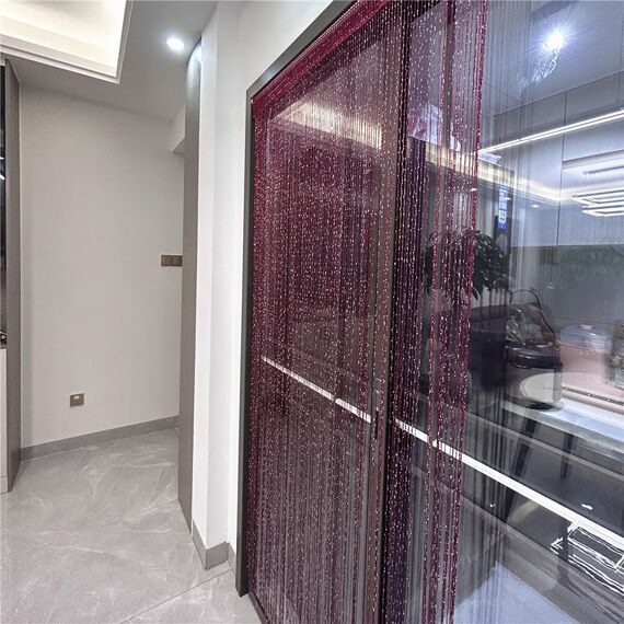 Ave Split Dekorativer Tür-Fadenvorhang, Wandpaneel mit Fransen, Raumteiler, Sichtschutz, Quasten-Panel für Zuhause, 100 x 200 cm, Rotwein 18