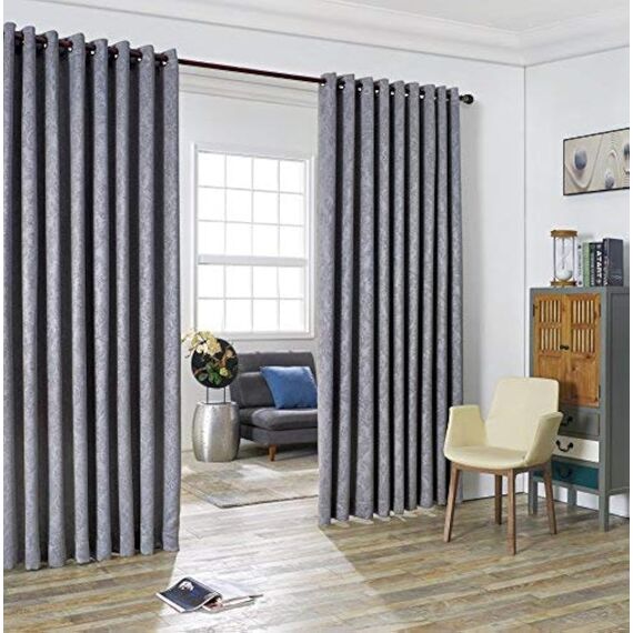 LinenZone Graue extra breite Vorhänge für Wandtrennwände, verschiebbare Raumteiler zum Aufhängen, 2 Trennwände für Schlafzimmer oder als Sichtschutz (Evelyn 108 x 120 Hellgrau)
