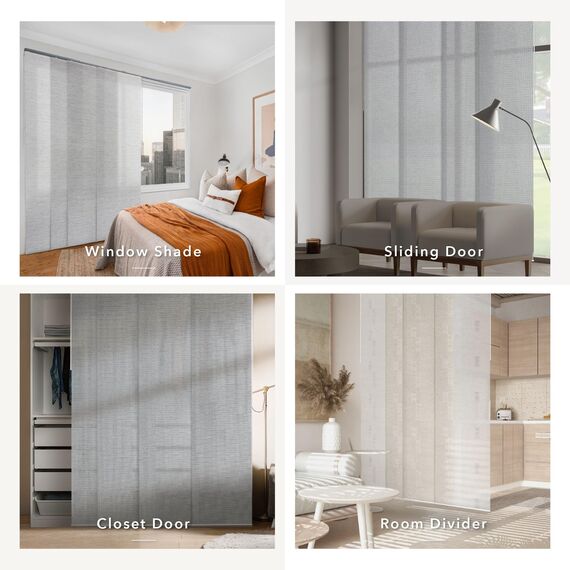 GoDear Design Verstellbare Schiebe-Panel-Schiene, vertikale Jalousien, 116,3 cm - 218,4 cm B x bis zu 243,8 cm H, ausziehbare Fensterrollos für Glas- und Schließtüren, zuschneidbare natürliche gewebte
