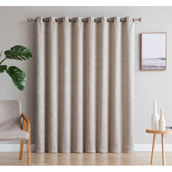 LinenZone Damast-Vorhang, extra breit, als Terrasse, Raumteiler oder Hintertürvorhänge, Beige (Evelyn 102 x 96 cm, Elfenbein)