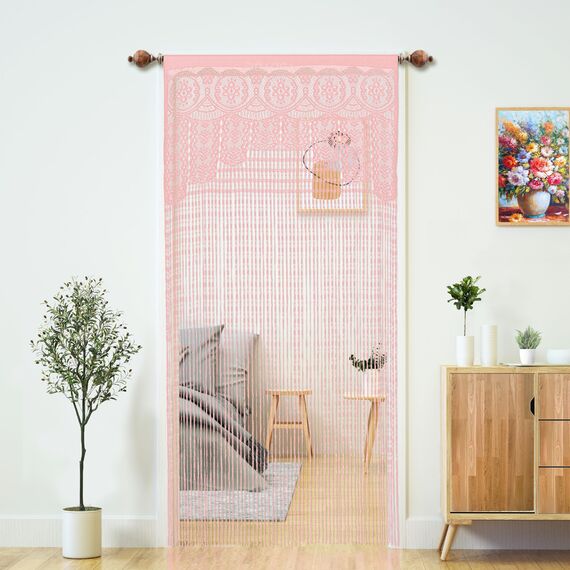 YaoYue Makramee-Spitzen-Türvorhang für Türen, Raumteiler, Hippie-Fensterpaneel, Raumteiler, Wandschrank, Vorhänge für Schlafzimmer, Schrank, Türvorhänge, Dekorationen (90 x 200 cm, Pink)