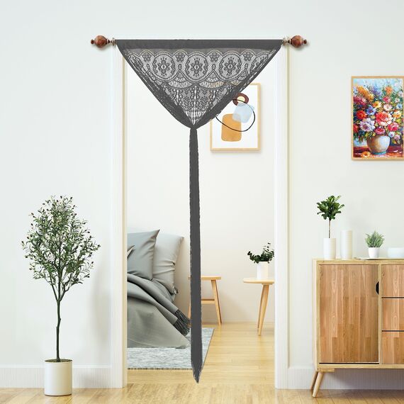 YaoYue Makramee-Spitzen-Türvorhang für Türen, Raumteiler, Hippie-Fensterpaneel, Raumteiler, Wandschrank, Vorhänge für Schlafzimmer, Schrank, Türvorhänge, Dekorationen (90 x 200 cm, Grau)