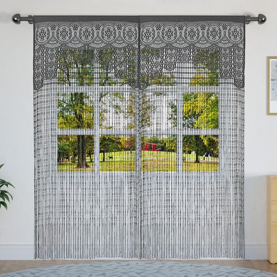 Makramee-Spitzen-Türvorhang für Türen, Raumteiler, Hippie-Fensterpaneel, Raumteiler, Wandschrank, Vorhänge für Schlafzimmer, Schrank, Türvorhänge, Dekorationen (90 x 200 cm, grau), 2 Stück