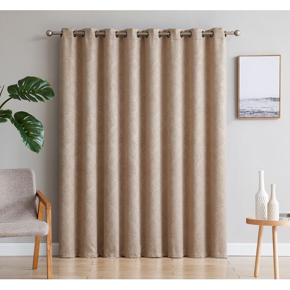 LINENZONE Damast-Vorhang, extra breit, als Vorhänge für Terrassentüren oder Raumteiler (Evelyn 102 x 96 cm, Taupe)