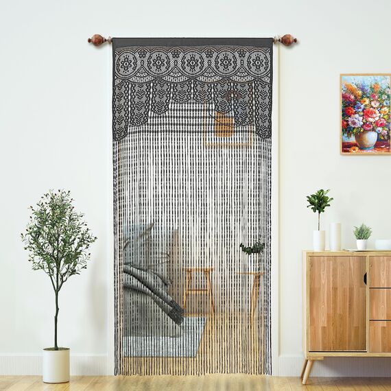 YaoYue Makramee-Spitzen-Türvorhang für Türen, Raumteiler, Hippie-Fensterpaneel, Raumteiler, Wandschrank, Vorhänge für Schlafzimmer, Schrank, Türvorhänge, Dekorationen (90 x 200 cm, Grau)