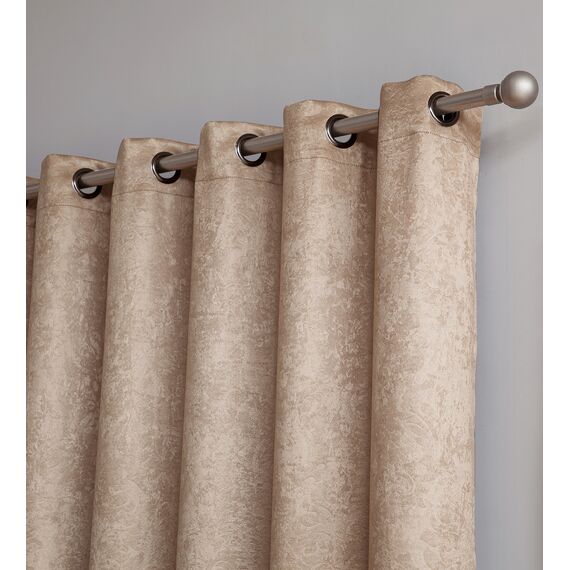 LINENZONE Damast-Vorhang, extra breit, als Vorhänge für Terrassentüren oder Raumteiler (Evelyn 102 x 96 cm, Taupe)
