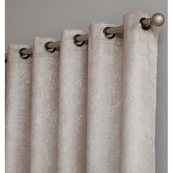 LinenZone Damast-Vorhang, extra breit, als Terrasse, Raumteiler oder Hintertürvorhänge, Beige (Evelyn 102 x 96 cm, Elfenbein)
