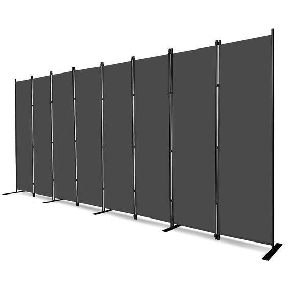 MAYOLIAH Raumteiler mit 8 Paneelen, 1,8 m hoch, freistehend, 404,6 cm breit, tragbare Büro-Trennwand, Grau