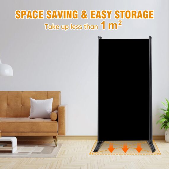 CHOSENM 3 Panel Folding Privacy Screens, 6 FT Tall Wall Divider with Metal Frame, Freistehender Raumteiler für Office Bedroom Study (3 Panel, Black)
