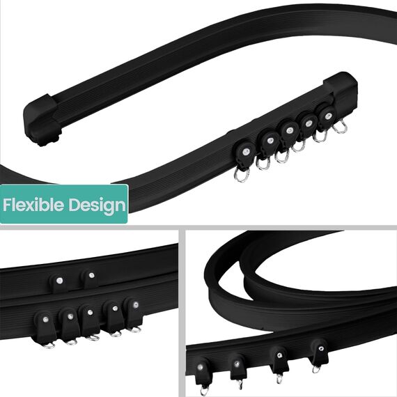 hoeflife Raumteiler, Verdunkelungsvorhänge, Schiene, Deckenmontage, Deckenschiene für Vorhang, Wohnzimmer, Schlafzimmer, Trennwände, Vorhänge, 1 Paneel B 100 x H 108 cm, weißer Vorhang und schwarze