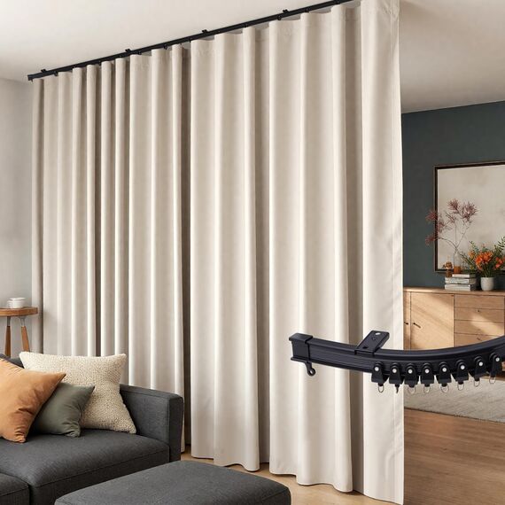 Raumteiler-Vorhänge, flexibles Deckenschienen-Set, Vorhangschiene, Deckenmontage, Verdunkelungsvorhang für Wohnzimmer, Schlafzimmer, Deckenvorhangstange, Sichtschutz-Trennwände, Paneele, B 120 x H 120