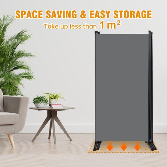CHOSENM 4 Panel Folding Privacy Screens, 6 FT Tall Wall Divider with Metal Frame, Freistehender Raumteiler für Office Bedroom Study (4 Panel, Grau)