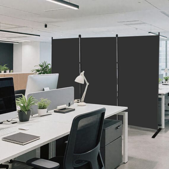 MAYOLIAH Raumteiler, 3 Paneele, 1,8 m hoch, zusammenklappbar, mit flachem Boden, tragbare Büro-Trennwand, Innenwandtrenner, 256,5 cm B x 182,9 cm H