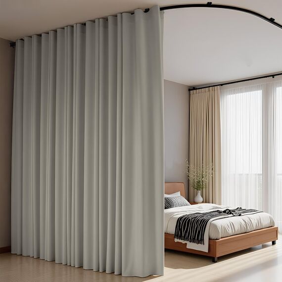 Raumteiler-Vorhänge, flexibles Deckenschienen-Set, Vorhangschiene, Deckenmontage, Verdunkelungsvorhang für Wohnzimmer, Schlafzimmer, Deckenvorhangstange, Sichtschutz, Trennwände, B 120 x H 108 cm