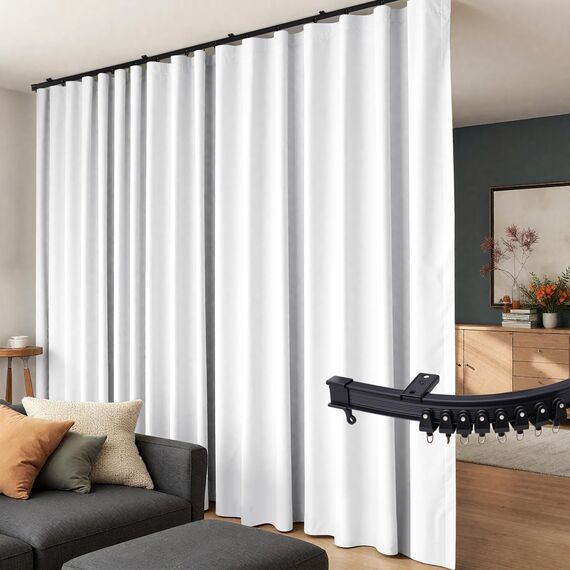 Raumteiler-Vorhänge, flexibles Deckenschienen-Set, Vorhangschiene, Deckenmontage, Verdunkelungsvorhang für Wohnzimmer, Schlafzimmer, Deckenvorhangstange, Sichtschutz, Trennwand, B 180 x H 84 cm